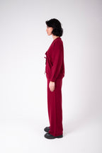 Tie-Front Knit Set – Burgundy