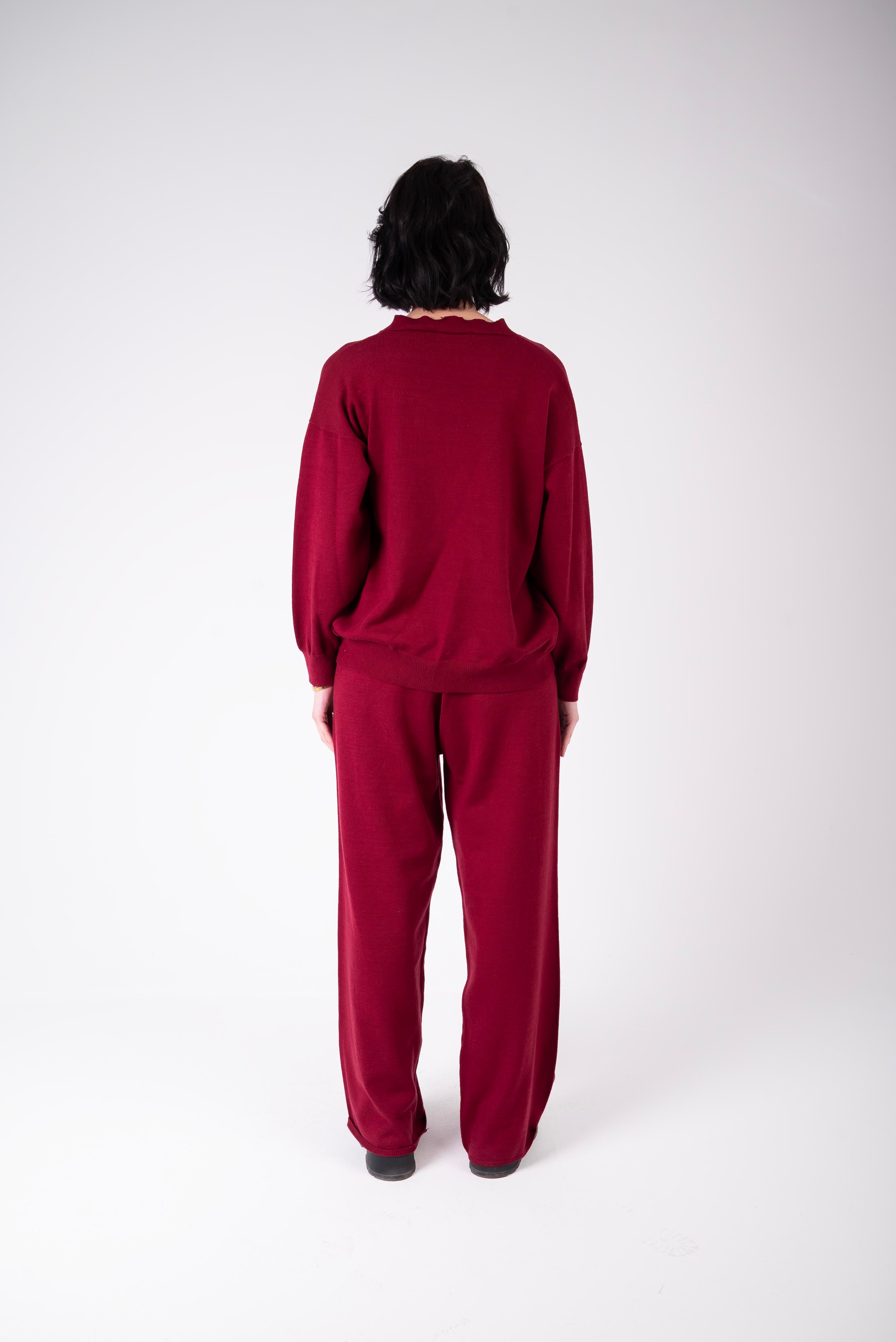 Tie-Front Knit Set – Burgundy